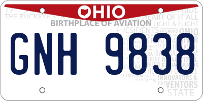 OH license plate GNH9838