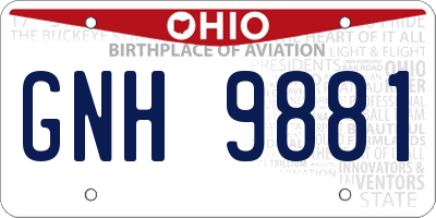 OH license plate GNH9881