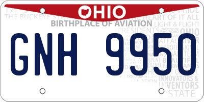 OH license plate GNH9950