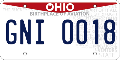 OH license plate GNI0018