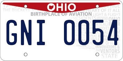 OH license plate GNI0054