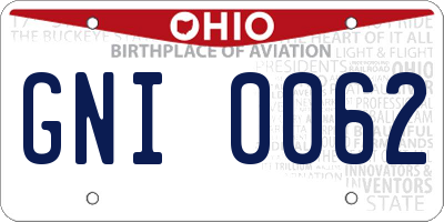 OH license plate GNI0062