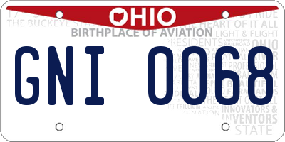 OH license plate GNI0068