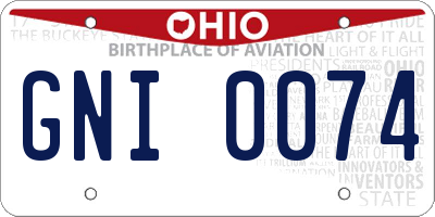 OH license plate GNI0074