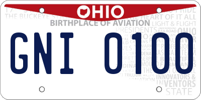 OH license plate GNI0100
