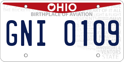 OH license plate GNI0109