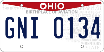 OH license plate GNI0134