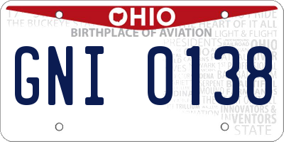 OH license plate GNI0138