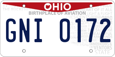 OH license plate GNI0172