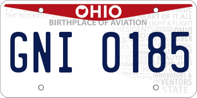 OH license plate GNI0185