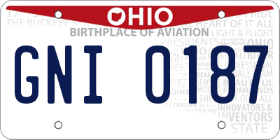 OH license plate GNI0187