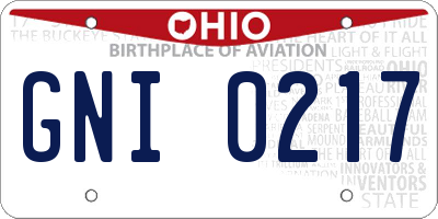 OH license plate GNI0217
