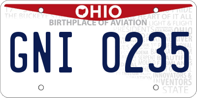 OH license plate GNI0235