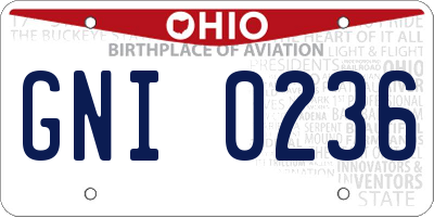 OH license plate GNI0236