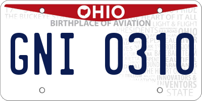 OH license plate GNI0310