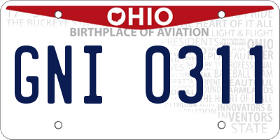 OH license plate GNI0311