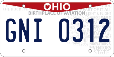 OH license plate GNI0312