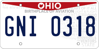 OH license plate GNI0318