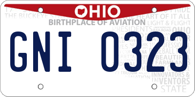 OH license plate GNI0323