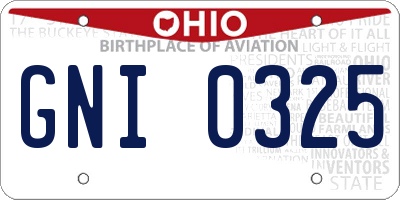 OH license plate GNI0325