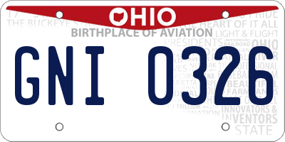 OH license plate GNI0326