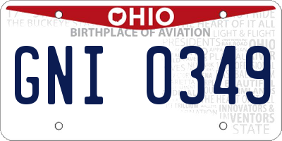 OH license plate GNI0349