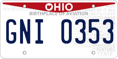 OH license plate GNI0353