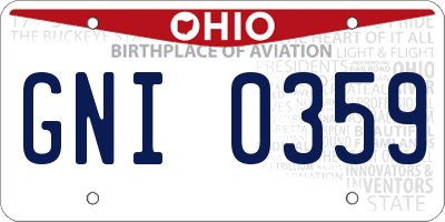 OH license plate GNI0359
