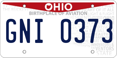 OH license plate GNI0373