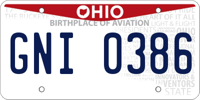 OH license plate GNI0386