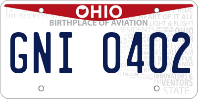 OH license plate GNI0402