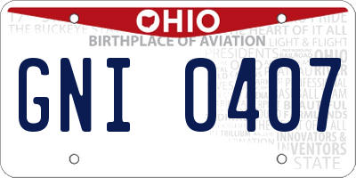OH license plate GNI0407