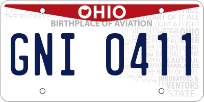 OH license plate GNI0411
