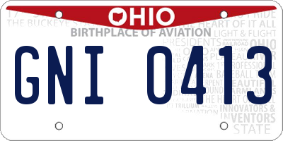 OH license plate GNI0413