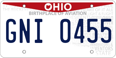 OH license plate GNI0455