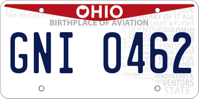 OH license plate GNI0462
