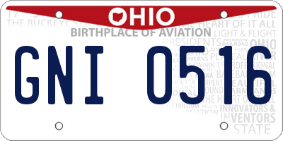 OH license plate GNI0516