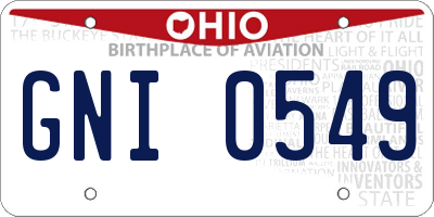 OH license plate GNI0549