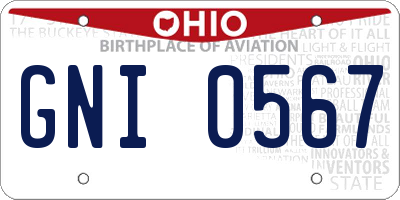 OH license plate GNI0567