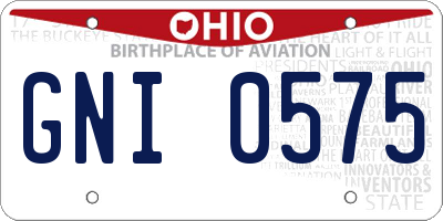 OH license plate GNI0575