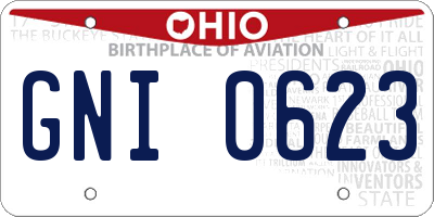 OH license plate GNI0623