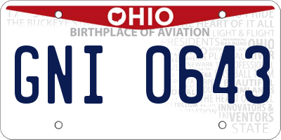 OH license plate GNI0643