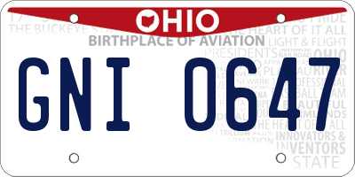 OH license plate GNI0647