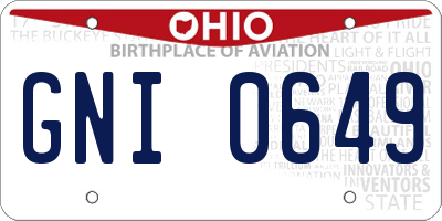 OH license plate GNI0649