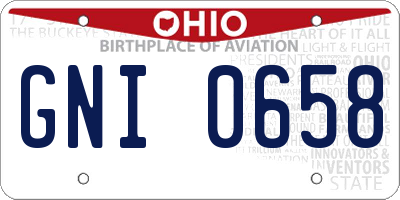 OH license plate GNI0658