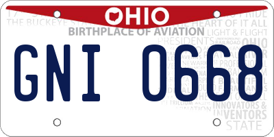 OH license plate GNI0668