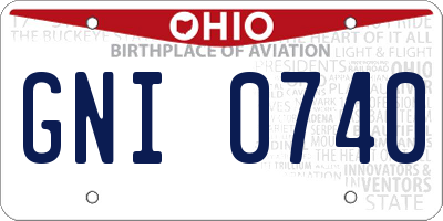 OH license plate GNI0740