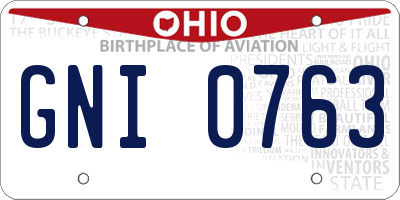 OH license plate GNI0763