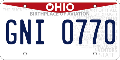OH license plate GNI0770