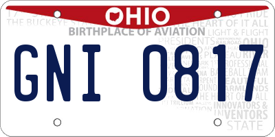 OH license plate GNI0817